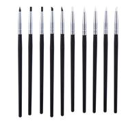 Lurrose Stylo à Embosser pour Nail Art 10 Pièces, Stylo Silicone Noir Embout Souple, Bois Solide, pour Création Ongles et Salon