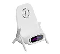 Lurrose Support Chargeur de Téléphone Magnétique sans Fil 15w Forme Petit Tabouret en Abs Blanc Compatible avec Smartphones Variés pour Bureau Élégant Minimaliste