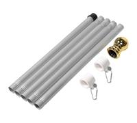 Lurrose Support de Drapeau Extérieur en Acier Inoxydable 190 Cm, Mât Rotatif à 5 Sections Démontables, Porte-Drapeau Professionnel Argenté Tête Dorée, pour Jardin et Décoration Extérieure