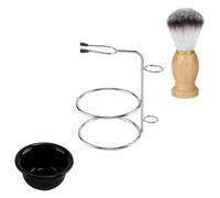 Lurrose Support de Rasoir et Brosse à Barbe pour Hommes en Inox Bol à Savonnette Jaune, Ensemble de Rasage Complet Incluant Pinceau en Nylon et Support en Bois de Hêtre, Kit de Soin