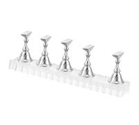 Lurrose Support D'entraînement Base Magnétique pour Ongles en Acrylique Argenté Accessoire Pratique pour Nail Art et Formation Débutant, pour Salon et Affichage