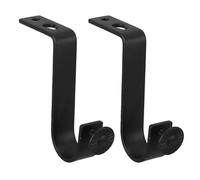 Lurrose Support Mural en Métal Noir pour Tringle à Rideaux, Lot de 2 Set de Supports Centraux Robustes pour Barre de Rideau, Fixation Murale Compatible pour Intérieur, Fourniture Solide