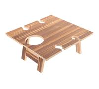 Lurrose Table à Vin Pliable en Bois Naturel 30x24 Cm, Table de Pique-niques Extérieure Portable avec Casier à Vin Intégré, Légère et Compacte pour Jardin, Camping et Terrasse