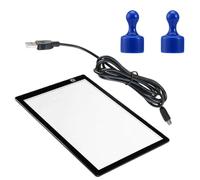 Lurrose Tablette Lumineuse Magnétique A4 à LED 3 Niveaux de Luminosité avec Câble USB et 2 Aimants Planche à Dessin Légère pour Traçage et Dessin Artistique Pratique pour Amateurs