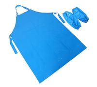 Lurrose Tablier Imperméable en Tpu Bleu 110X80 CM avec Manches Intégrées Résistantes à L’Huile L’Abrasion Ensemble Tablier et Protège-Bras Cuisine Nettoyage et Usage Industriel