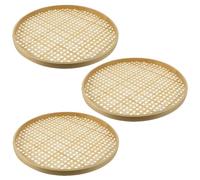 Lurrose Tamis en Osier Tissé 3 Pièces Plateau Passoire Corbeille Naturelle Cuisine Bureau Chambre
