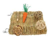 Lurrose Tapis de Lit Tissé en Paille Confortable pour Cobaye et Oiseau, à Mâcher Naturel, Set de 1 pour Cage de Petits Animaux