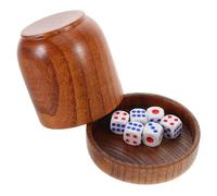 Lurrose Tasses à Dés en Bois avec Couvercle, Résistantes à l'usure et Empilables, pour Jeux de Soirée et Bars, Set Complet avec Dés