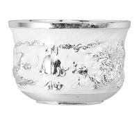 Lurrose Tasses à Thé Rétro en Alliage de Zinc, Petites Tasses Anti-chocs Couleur Argentée, Service à Thé Chinois Vintage pour Maison et Fête, Verres à Liqueur Empilables, Idée Présent