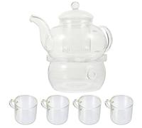 Lurrose Théière en Verre Résistant Chaleur avec Infuseur Intégré pour Thé aux Fleurs, Ensemble Complet de Thé Kung Fu pour Moments de Détente
