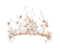 Lurrose Tiare de Fée Dorée Faite Main Couronne de Mariée Légère pour Mariage et Fêtes Bandeau Accessoire Cheveux Élégant pour Femmes Décoration Mariage Féminine