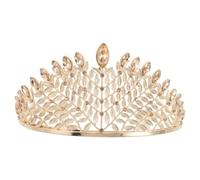 Lurrose Tiare de Mariage Dorée en Alliage Léger Cristaux Scintillants - Couronne de Cérémonie Élégante pour Femme Mariée - Bandeau Coiffure Mariage Style Raffiné et Confortable