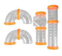 Lurrose Tunnel de Jeu pour Hamster Soi-même, Tube en Plastique Blanc et Anneau Orange, Taille Unique, Accessoire Extérieur de Cage, Jouet Interactif pour Rongeurs Petits et Moyens Animaux