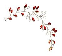 Lurrose Vigne de Cheveux pour Mariage en Strass et Perles, Accessoire pour Cheveux Mariée Rouge, Bandeau Décoratif Élégant pour Coiffure de Fête et Cérémonie
