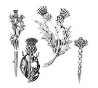 Lurrose Vintage en Alliage Lot de 4 Forme Chardon Écossais - Épingles pour Femme, pour Costumes, Cérémonies et Accessoires de Mode