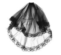 Lurrose Voile de mariage Halloween noir en dentelle pour Halloween - Chapeau Mantilla Cathédrale pour fête d'Halloween
