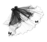 Lurrose Voile Noir Gothique pour Mariée Accessoire Tête Réutilisable Serre-tête Léger pour Costume Vampire Halloween et Cosplay Fête
