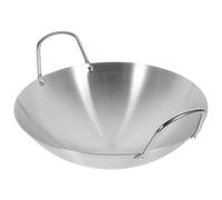 Lurrose Wok en Acier Inoxydable 26 CM Double Poignée Ergonomique et Fond Plat pour Usage Culinaire Professionnel et Domestique
