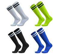 LURVOUS 4 Paires Chaussettes Foot Enfant, Chaussettes Hautes Basket Rugby pour Garçons Filles, Chaussettes de Sport pour 5-12 Ans (Polyester, 4 Colors)