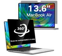 LUSA DESIGN 360° Filtre de Confidentialité pour MacBook Air 13,6 Pouces (2022-2025,M2/M3/M4), Protecteur d'écran Anti-Espion Anti-Lumière Bleue, Antireflet Filtre Ecran Confidentialité Portable
