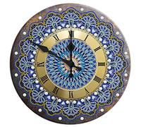 LUSandy Kit d'horloge de peinture diamant 5D à faire soi-même pour adultes - Mandala bleu - Forage partiel - Horloge murale en métal de forme spéciale - Peinture diamant en cristal et strass par