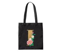 LUSandy Sac fourre-tout 5D à faire soi-même avec lettres de A à Z et peinture diamant pour femme - Pliable et réutilisable - Noir avec poignées - I