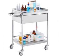 Luscriate - Chariot de Laboratoire à 2 Étages Chariot à Service Médical Desserte en Inox avec Tiroir Déplacement Silencieux