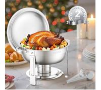 Luscriate - Chauffe-plat 2 pièces, 4,7 L, rond, inox, couvercle et pince - 5,1 kg