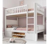 Luscriate - Lit superposé enfant 90x200 cm avec escalier, lit double multifonctionnel intégré et Rangement,Capacité de charge stable