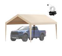 Luscriate - Toile d’auvent rechange pour abri de voiture 6,1x3m, bâche garage imperméable anti-UV, élastiques à boule - Blanc