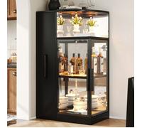 Luscriate - Vitrine extensible en verre 64×42×112 cm avec portes vitrées éclairées par LED design moderne - noir.