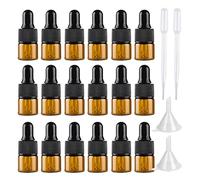 LusDoly 100 Pièces Flacon Aromathérapie 1ml en Verre Ambré avec Bouchon Compte Gouttes Pipette, Mini Bouteilles Compte-gouttes en Verre Vides Pour Huiles Essentielles avec Entonnoir