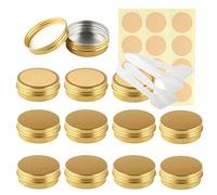 Lusdoly 100 Pièces Pots en Aluminium Or 30ml - Ø52x21mm Pot Cosmétique Bougie Aluminium Vides Pots de Voyage Rondes pour Crème avec Mini Spatule et Étiquette