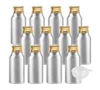 LusDoly 12 Pièces 30ml Aluminium Flacon, Bouteille en Aluminium Argent avec Bouchon en Aluminium Fileté Or Pour Cosmétique Shampooing Salle de Bains Hôtel Voyage
