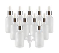 LusDoly 12 Pièces 30ml Bouteilles Compte-gouttes en Verre Mat Transparent Vides, Échantillon Flacons en Verre avec Pipette D'Argent pour Aromathérapie, les Huiles Essentielles, Parfum Voyage