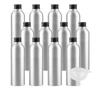 LusDoly 24 Pièces 30ml Aluminium Flacon, Bouteille en Aluminium Argent avec Bouchon en Aluminium Fileté Noir Pour Cosmétique Shampooing Salle de Bains Hôtel Voyage
