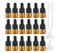 LusDoly 50 Pièces Flacon Aromathérapie 1ml en Verre Ambré avec Bouchon Compte Gouttes Pipette, Mini Bouteilles Compte-gouttes en Verre Vides Pour Huiles Essentielles avec Entonnoir