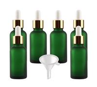 LusDoly 6 Pièces 30ml Bouteilles Compte-gouttes en Verre Mat Vert Vides, Échantillon Flacons en Verre avec Pipette D'or pour les Huiles Essentielles, Parfum ou d'autres liquides.