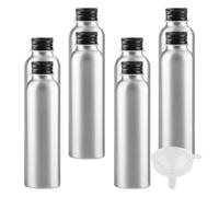 LusDoly 8 Pièces 30ml Aluminium Flacon, Bouteille en Aluminium Argent avec Bouchon en Aluminium Fileté Noir Pour Cosmétique Shampooing Salle de Bains Hôtel Voyage