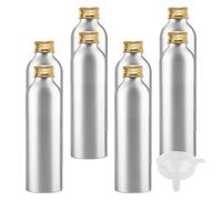 LusDoly 8 Pièces 30ml Aluminium Flacon, Bouteille en Aluminium Argent avec Bouchon en Aluminium Fileté Or Pour Cosmétique Shampooing Salle de Bains Hôtel Voyage