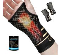 Lusenone Lot de 2 supports de poignet en cuivre pour canal carpien, main gauche/droite pour homme et femme, support de poignet de compression pour tendinite, arthrite, RSI, entorses, soulagement de la