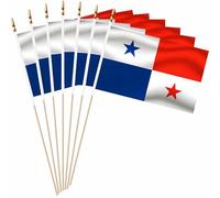 LUSEOAN Lot de 20 petits drapeaux du Panama sur bâton en bois - Décorations miniatures de drapeau croate - 12,7 x 20,3 cm