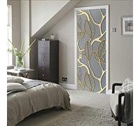 LuSeven Autocollants de porte 3D Moderne art or texture 77x200cm Stickers De Porte 3D Muraux Trompe l'oeil Intérieure Salon Imperméable Amovible Autocollants Decoration