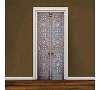 LuSeven Papier Peint Porte Stickers 3D Style européen motif porte 77x200cm(30.31 inches * 78.74 inches) Autocollant mural de porte 3D autocollants de porte bricolage Mural papier peint auto-adhésif P