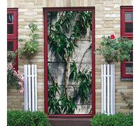 LuSeven Sticker Porte Effet 3D Vert plante feuille 77x200cm(30.31 inches * 78.74 inches) Autocollant Porte 3D Stickers De Porte Pvc Imperméable Auto-Adhésif Trompe L'Œil Décoration Papier Peint Murale