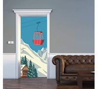 LuSeven stickers porte de douche Créativité peinture montagne de neige route de neige 50x125cm 3D Wall Sticker Autocollant Art Decor Vinyle Mural Amovible Poster ScèNe FenêTre Porte Papier Peint pour