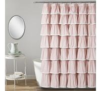 Lush Decor 1 Rideau de Douche à Volants en Dentelle, 182,9 x 182,9 cm, Rose pâle, 182,9 x 182,9 cm (l x L)