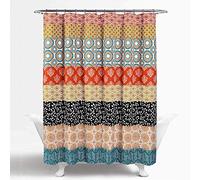 Lush Decor 16t000209 Bohème à Rayures Rideau de Douche, 182,9 x 182,9 cm, Turquoise/Orange