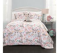 Lush Decor 16t000854 4 pièces Pixie Fox Parure de lit, Full/Queen, Gris/Rose
