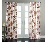 Lush Decor Adrianne Window Curtain Panel (Set of 2), 84 x 52, White/Tangerine